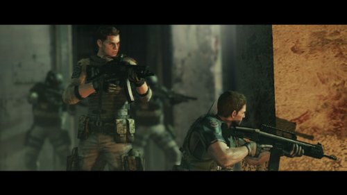 Soldaten kämpfen in Biohazard 6: Resident Evil 6 in einem zerstörten Gebäude.