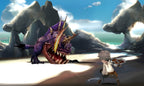Ein Held kämpft in Bravely Default am Strand gegen ein großes, stacheliges Monster.