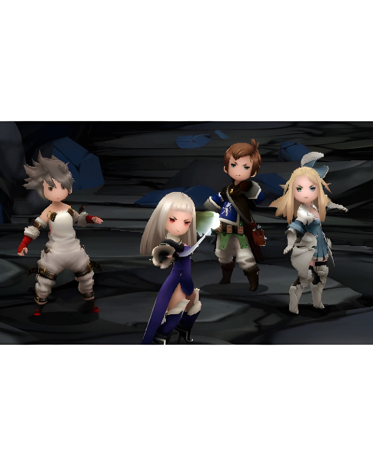 Eine weibliche Kriegerin mit weißen Flügeln greift in Bravely Second: End Layer mit einem leuchtenden Speer an.