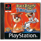 Das Cover von Bugs Bunny & Taz: Time Busters für PlayStation zeigt Bugs Bunny und Taz mit einer Sanduhr.