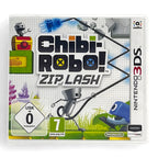 Das Cover von Chibi-Robo! Zip Lash für Nintendo 3DS zeigt den kleinen Roboter mit seinem Stecker und USK ab 0.