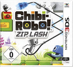 Das Cover von Chibi-Robo! Zip Lash zeigt den Roboter Chibi-Robo mit seinem Stecker und einem blauen Monster.