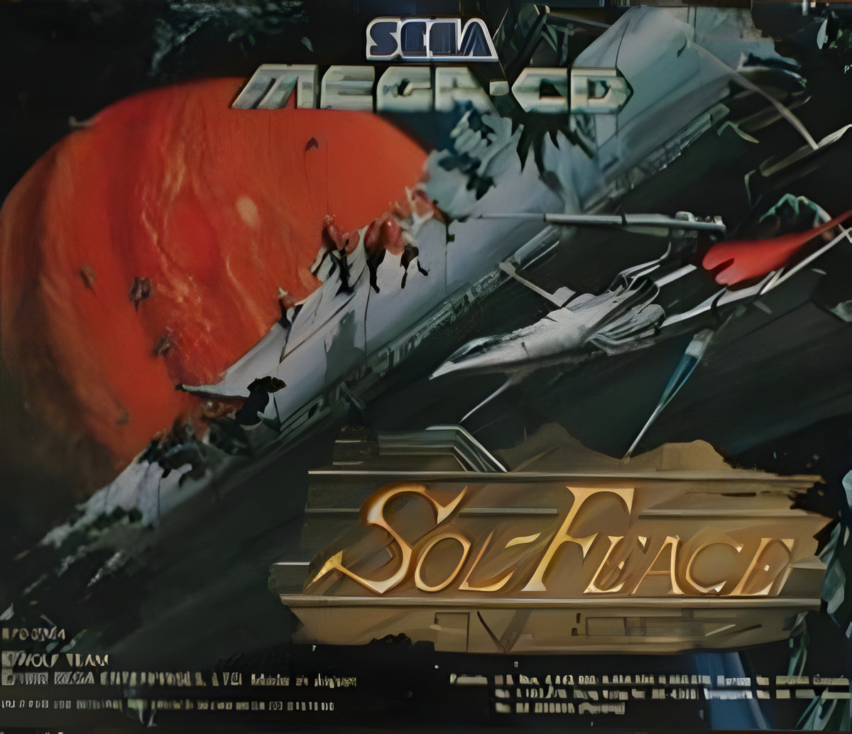 Das Cover von Cobra Command/Sol Feace für Mega CD zeigt Raumschiffe vor einem roten Planeten.