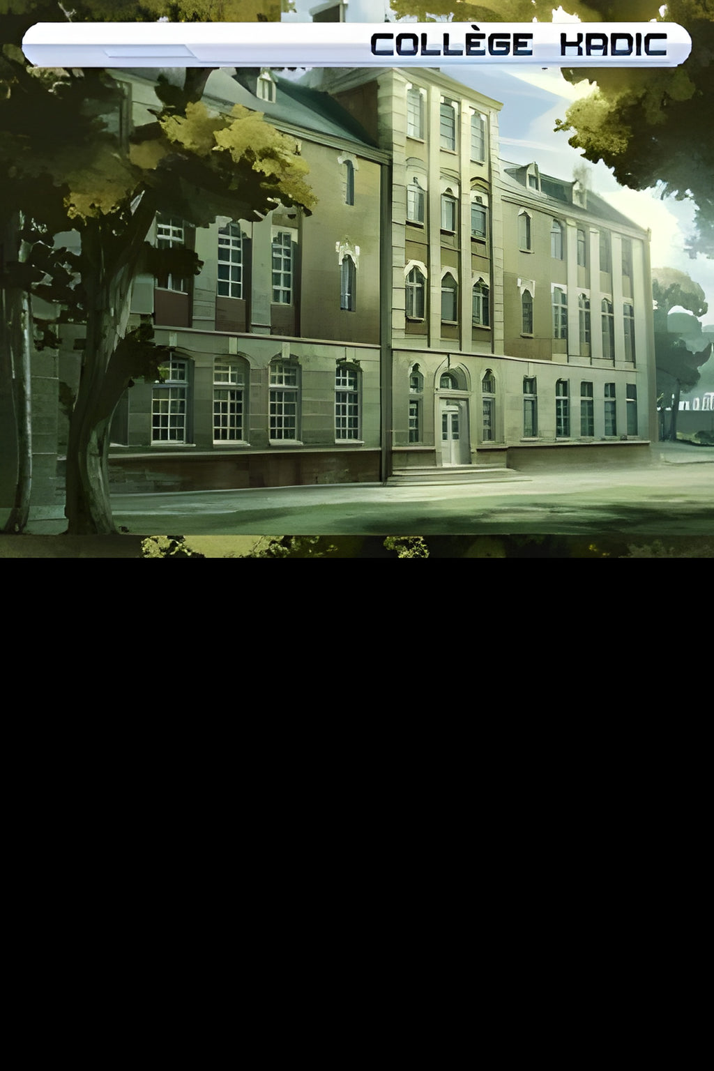 In Code Lyoko: X.A.N.A destruction finale stehen zwei Charaktere vor einem Schulgebäude.