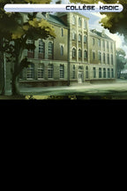 In Code Lyoko: X.A.N.A destruction finale stehen zwei Charaktere vor einem Schulgebäude.