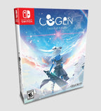 Das Cover von Cogen: Sword Of Rewind für Nintendo Switch zeigt eine junge Frau mit Schwert vor einem Regenbogen.