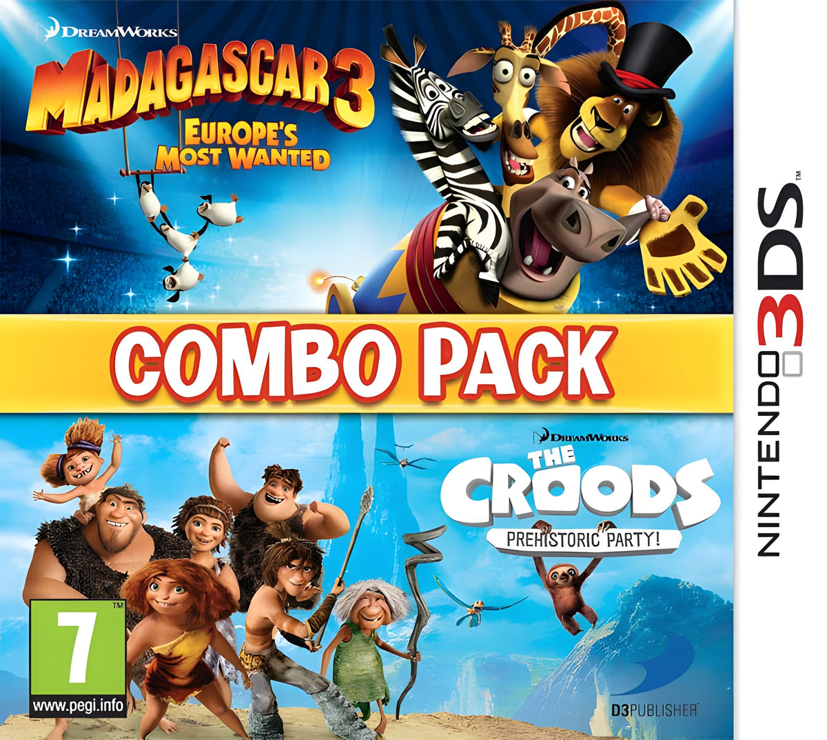 Das Cover von Combo Pack: Madagascar 3: Europe's Most Wanted + Croods: Prehistoric Party für Nintendo 3DS