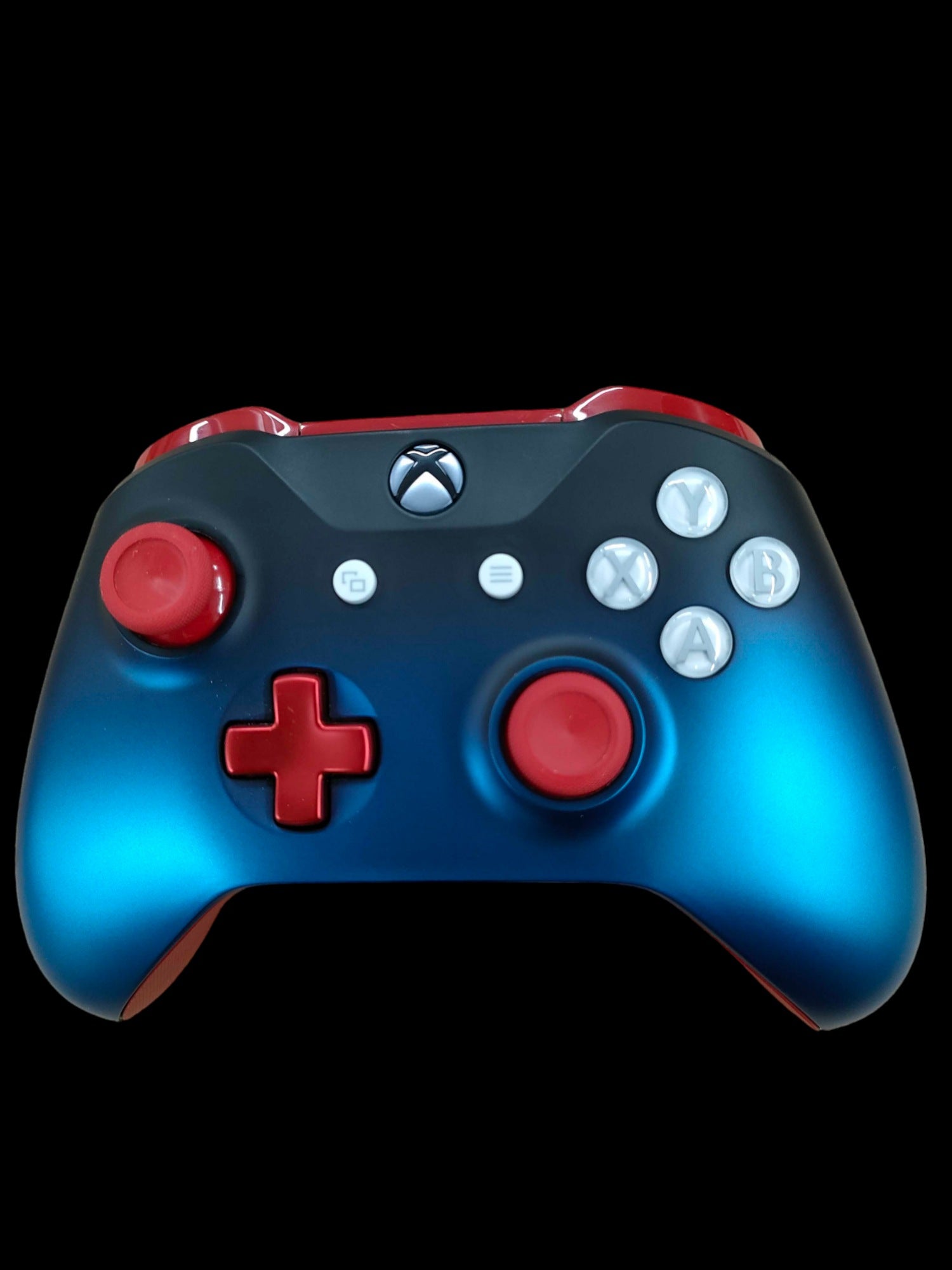 Original Wireless Controller Custom Design rot / schwarz-blau chrom-meliert