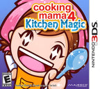 Das Cover von Cooking Mama 4: Kitchen Magic zeigt Mama mit einem glitzernden Löffel und ESRB E Siegel.