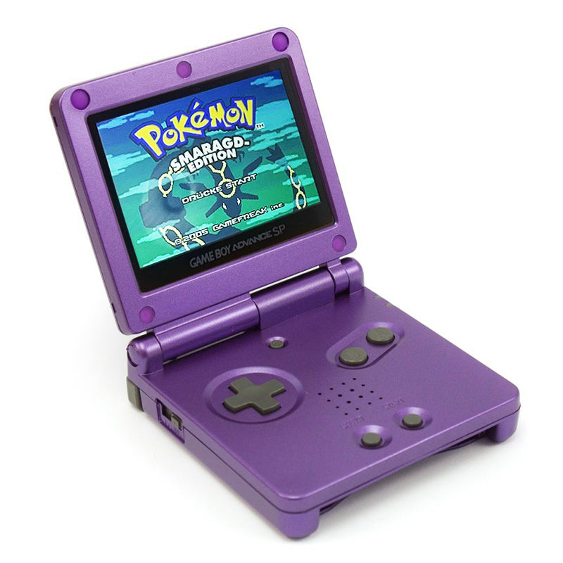 Konsole GBA SP lila IPS V3 Mod + Colorchange + Pixel Effekt + OSD + Netzteil