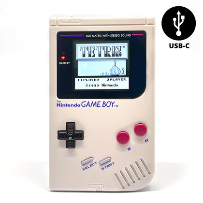 Konsole Classic DMG-01 grau Retrosix IPS V3 LCD Display Mod und USB-C Akku