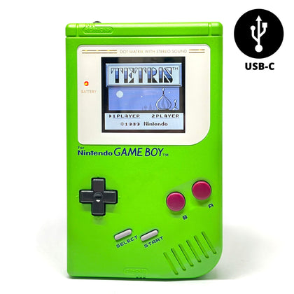 Konsole Classic DMG-01 grün Retrosix IPS V3 LCD Display Mod und USB-C Akku
