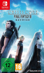 Das Cover von Crisis Core Final Fantasy VII Reunion für Nintendo Switch zeigt drei Charaktere und die USK ab 12 und PEGI.