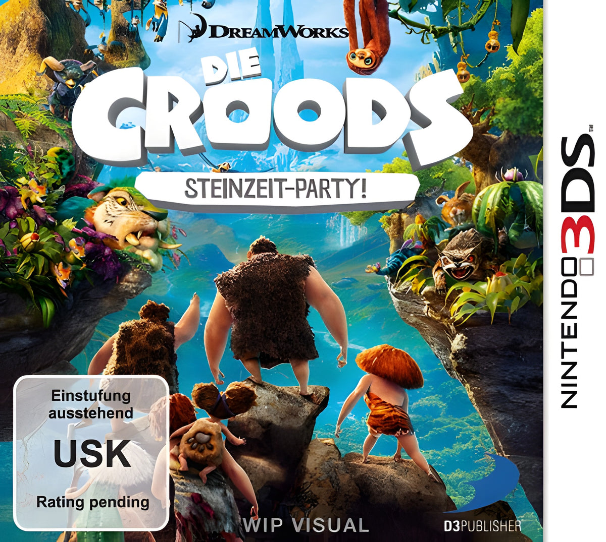 Das Cover von Croods Steinzeit Party für Nintendo 3DS