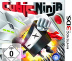 Das Cover von Cubic Ninja für Nintendo 3DS zeigt einen schwarzen Würfel mit Gesicht, der eine Bombe hält. USK ab 0.