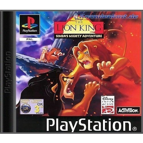 Der König der Löwen Simbas grosses Abenteuer für PS1 zeigt Simba und Scar im Kampf.