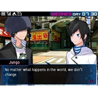 Jungo spricht in Devil Survivor 2: Record Breaker, während ein anderer Charakter zuhört.