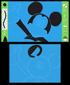 Eine unfertige Skizze von Micky Maus ist in Disney Art Academy auf dem oberen Bildschirm zu sehen.