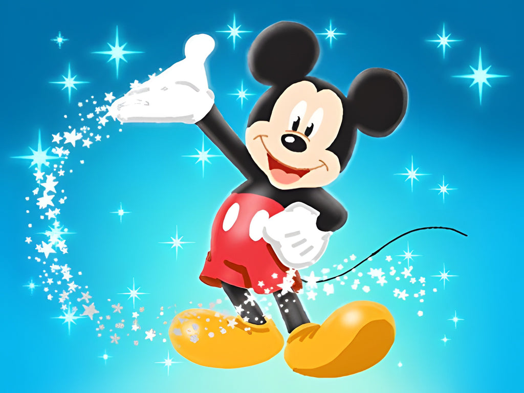 Micky Maus zaubert Sterne aus seiner Hand in einer Szene aus Disney Art Academy.