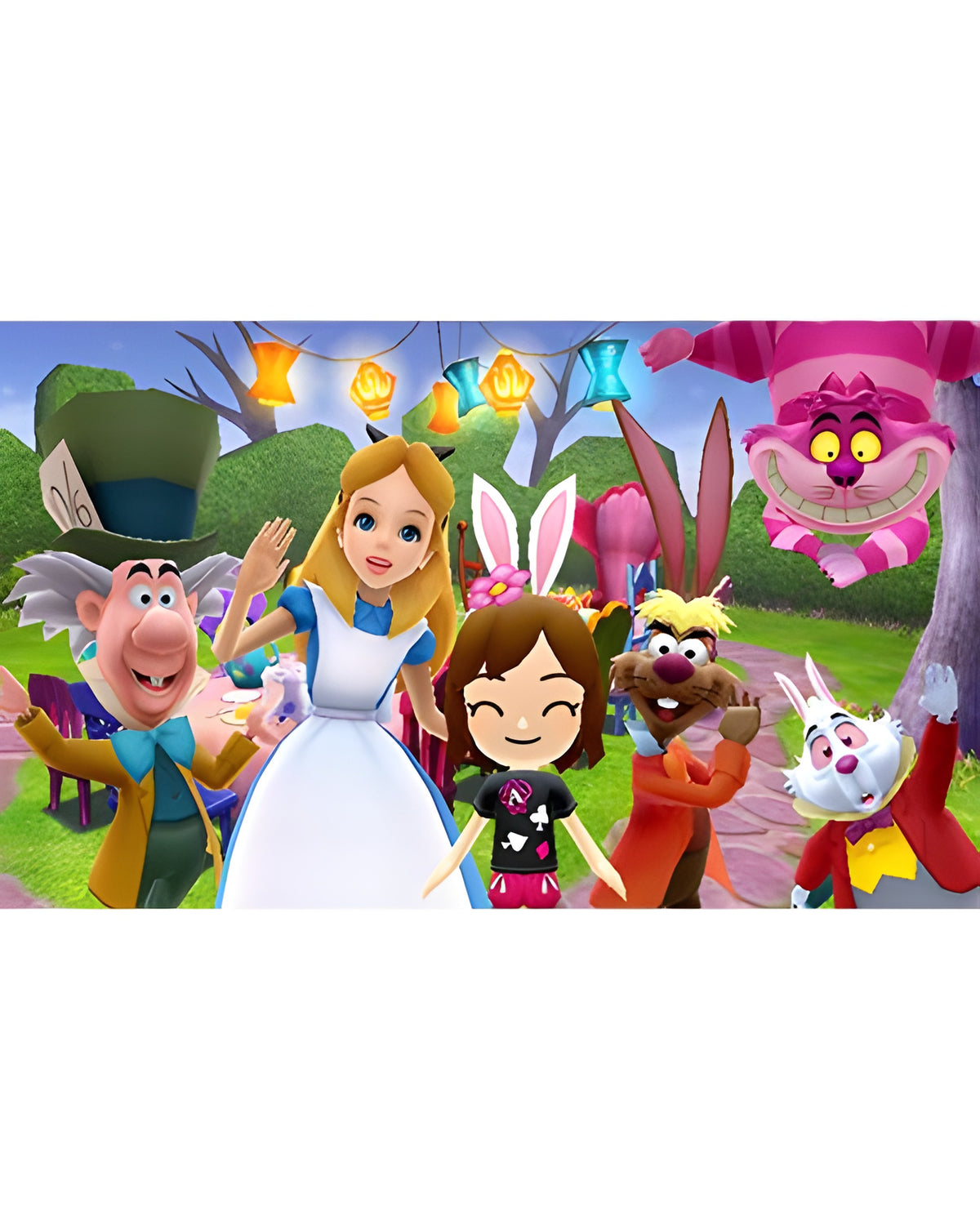 Alice, der Hutmacher und weitere Charaktere aus dem Wunderland in Disney Magical World.