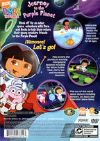 Die Rückseite von Dora The Explorer: Journey to the Purple Planet zeigt Dora im Raumanzug und Spielszenen.