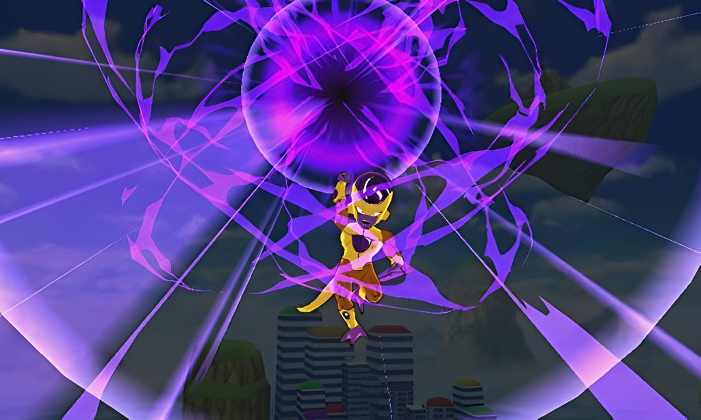 In Dragon Ball: Fusions schleudert Frieza einen violetten Energieball auf seine Gegner.