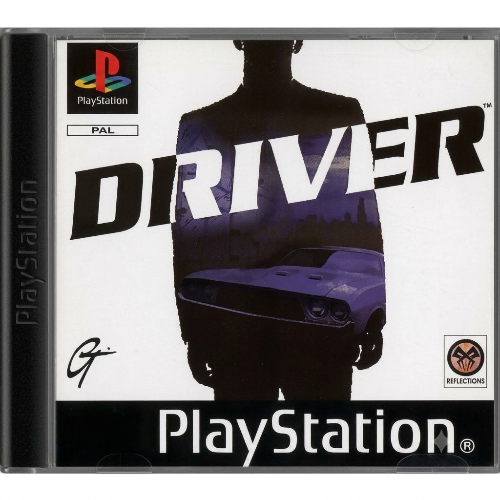Die Vorderseite der Spielhülle von Driver für die PlayStation 1 zeigt das Cover im Jewel Case.