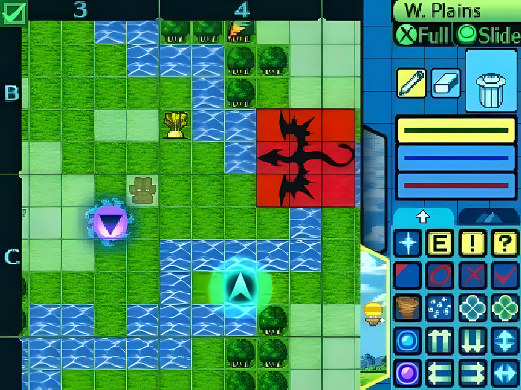 Die Karte von Etrian Odyssey IV: Legends of the Titan zeigt einen roten Drachen auf einem Feld.