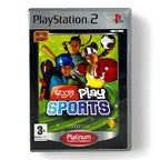 Das Cover von EyeToy: Play Sports für PS2 zeigt drei Kinder beim Sport und das PEGI 3 Siegel.