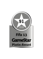 Der GameStar Platin-Award für FIFA 13 zeigt einen weißen Stern mit der Zahl 91 und der Jahreszahl 11/12.