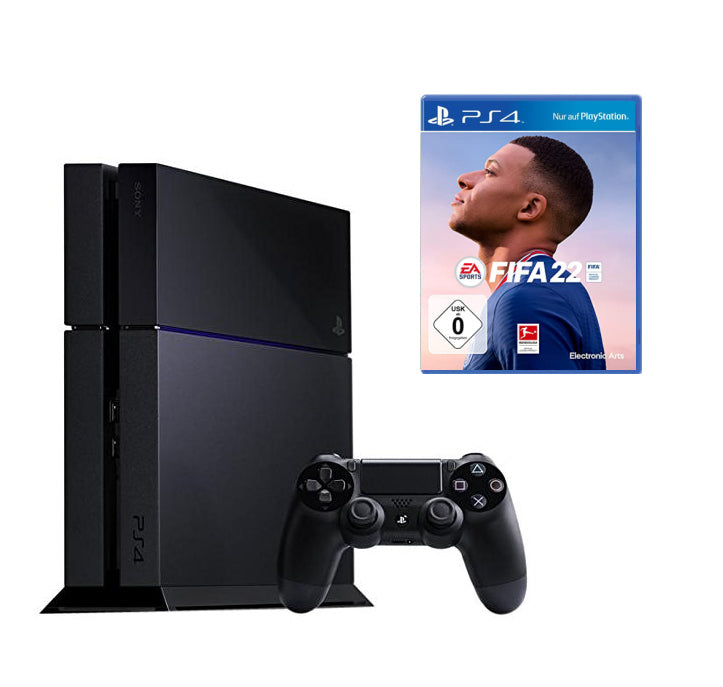 Konsole 500GB schwarz + FIFA 22 + Original Controller