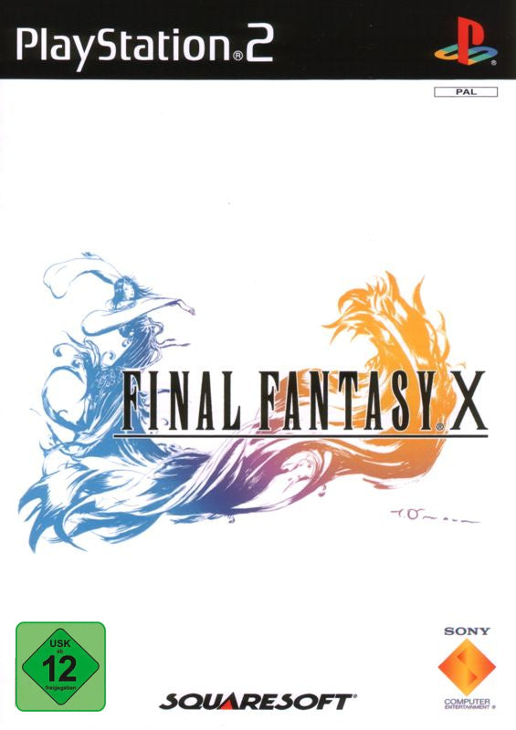 Final Fantasy X für PS2 zeigt das Cover mit dem Spieltitel und dem USK-Siegel.