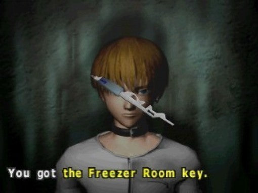 Ein Nahaufnahme der Spielfigur Rion mit einem gefundenen Schlüssel und der Meldung 'You got the Freezer Room key'.