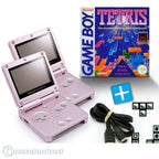 Bundle: 2 Konsolen GBA SP pink + Tetris + Linkkabel + Netzteil