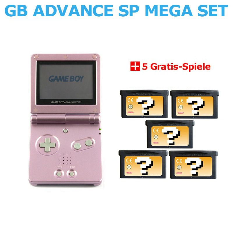 MegaSet: Konsole GBA SP + 5 Gratis-Spiele pink