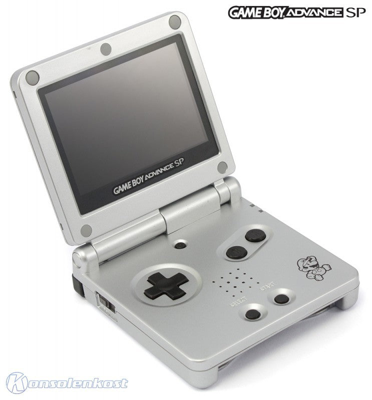 Konsole GBA SP AGS-101 + Netzteil Silber / Custom Case Mod Mario [Platinum]