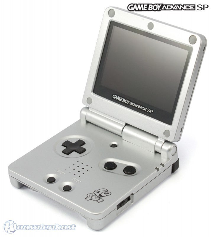 Konsole GBA SP AGS-101 + Netzteil Silber / Custom Case Mod Mario [Platinum]