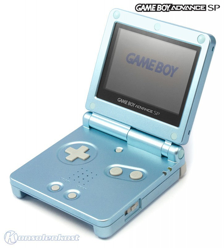 Konsole GBA SP AGS-101 Pearl Blue Target Edt. + Spiel SMW + Tasche + Zubehör