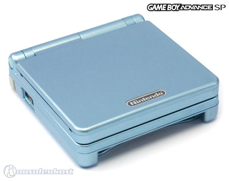Konsole GBA SP AGS-101 Pearl Blue Target Edt. + Spiel SMW + Tasche + Zubehör