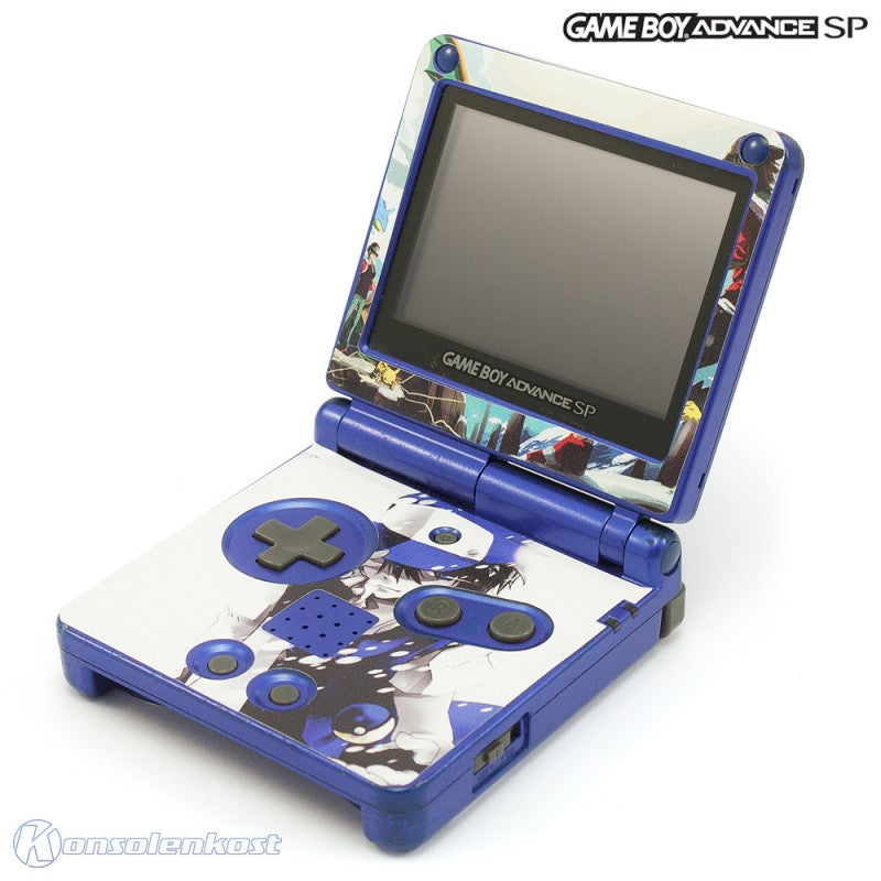 Konsole GBA SP blau Custom Design Pokemon Trainer Battle + Netzteil