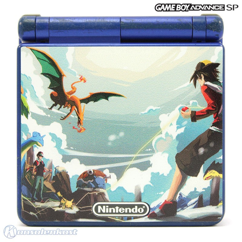 Konsole GBA SP blau Custom Design Pokemon Trainer Battle + Netzteil