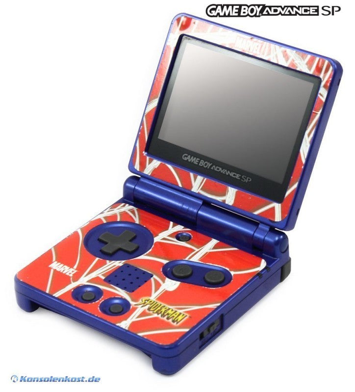 Konsole GBA SP blau Custom Design Spiderman + Netzteil