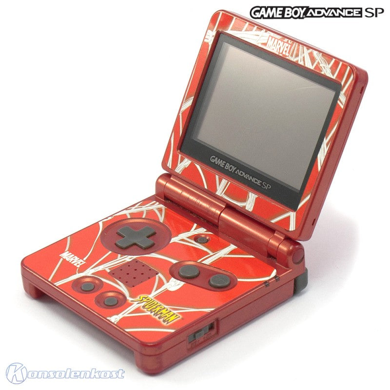 Konsole GBA SP Custom Design Spider-Man / rotes Netz + Netzteil