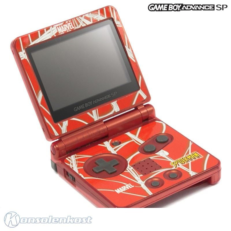 Konsole GBA SP Custom Design Spider-Man / rotes Netz + Netzteil
