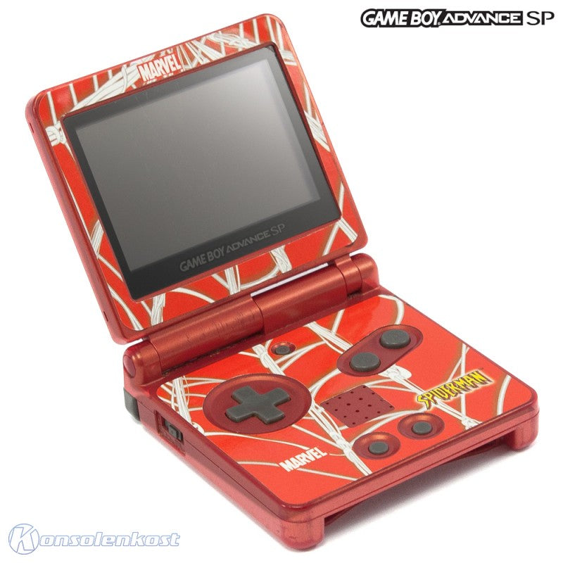 Konsole GBA SP Custom Design Spider-Man / rotes Netz + Netzteil
