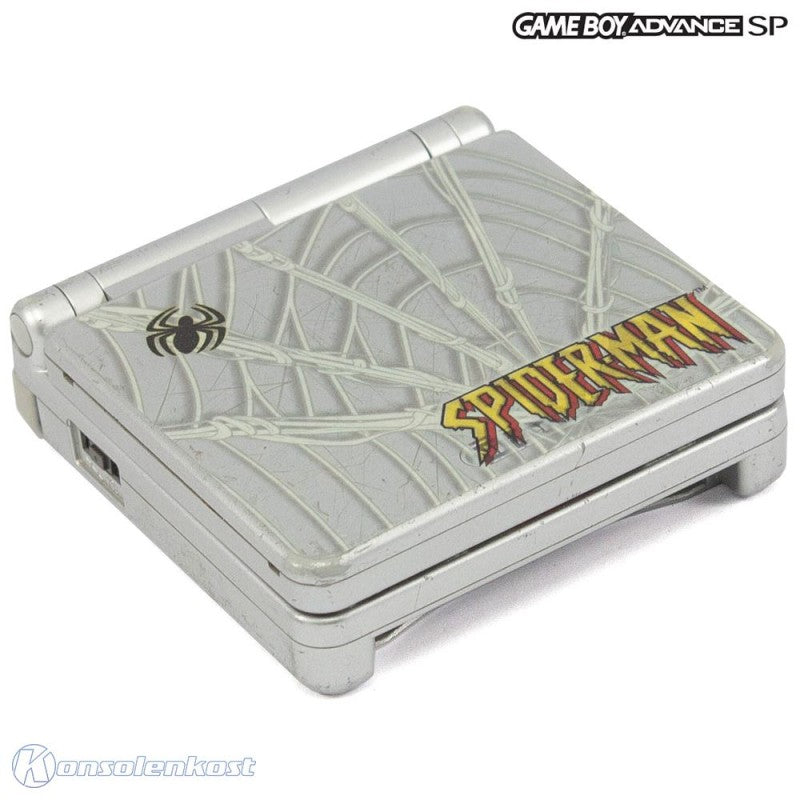 Konsole GBA SP Custom Design Spider-Man / silbernes Netz + Netzteil