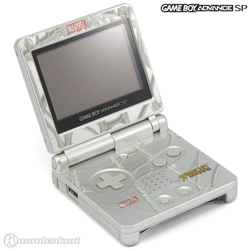 Konsole GBA SP Custom Design Spider-Man / silbernes Netz + Netzteil