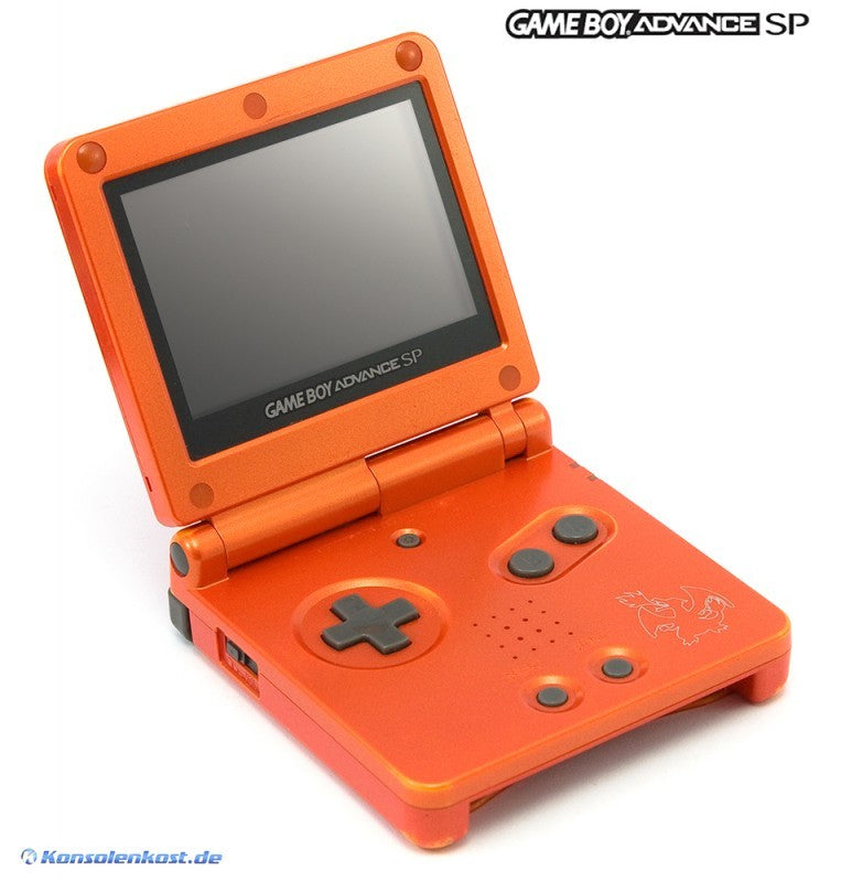 Konsole GBA SP inkl. Netzteil Charizard Fire Red Pokemon Edition — Charizard Fire Red Pokemon Edition