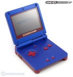 Konsole GBA SP inkl. Netzteil Custom Case Mod blau-rot