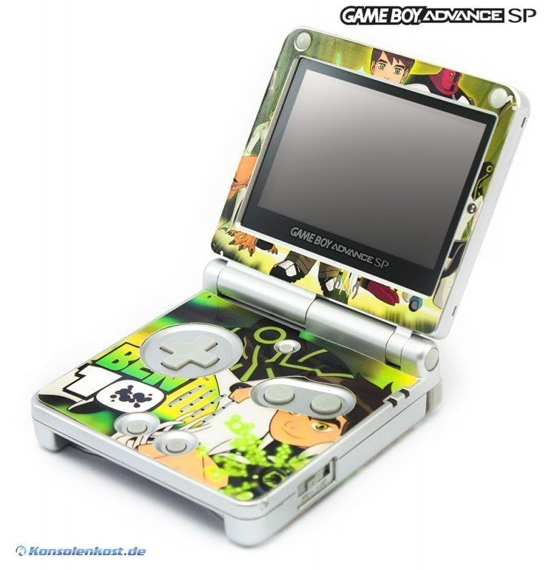 Konsole GBA SP silber Custom Design Ben 10 + Netzteil